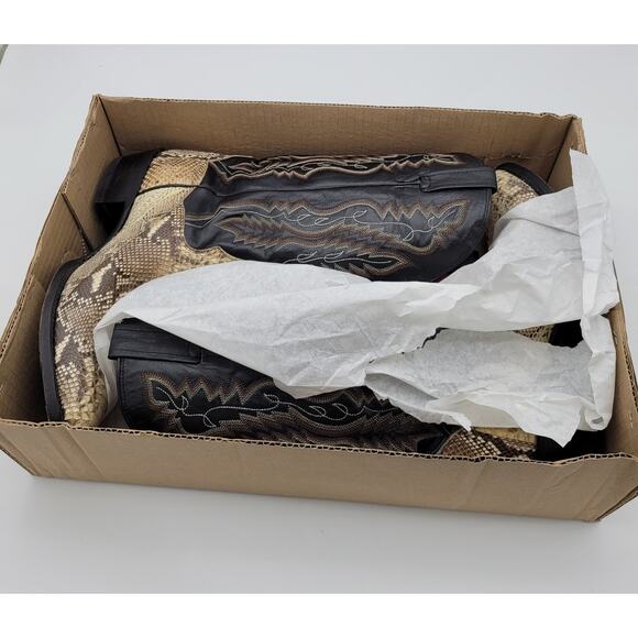 Dan Post Boots Mens Size 11 D Tan Black Western Cowboy Python Snakeskin DP3036 - Picture 4 of 16